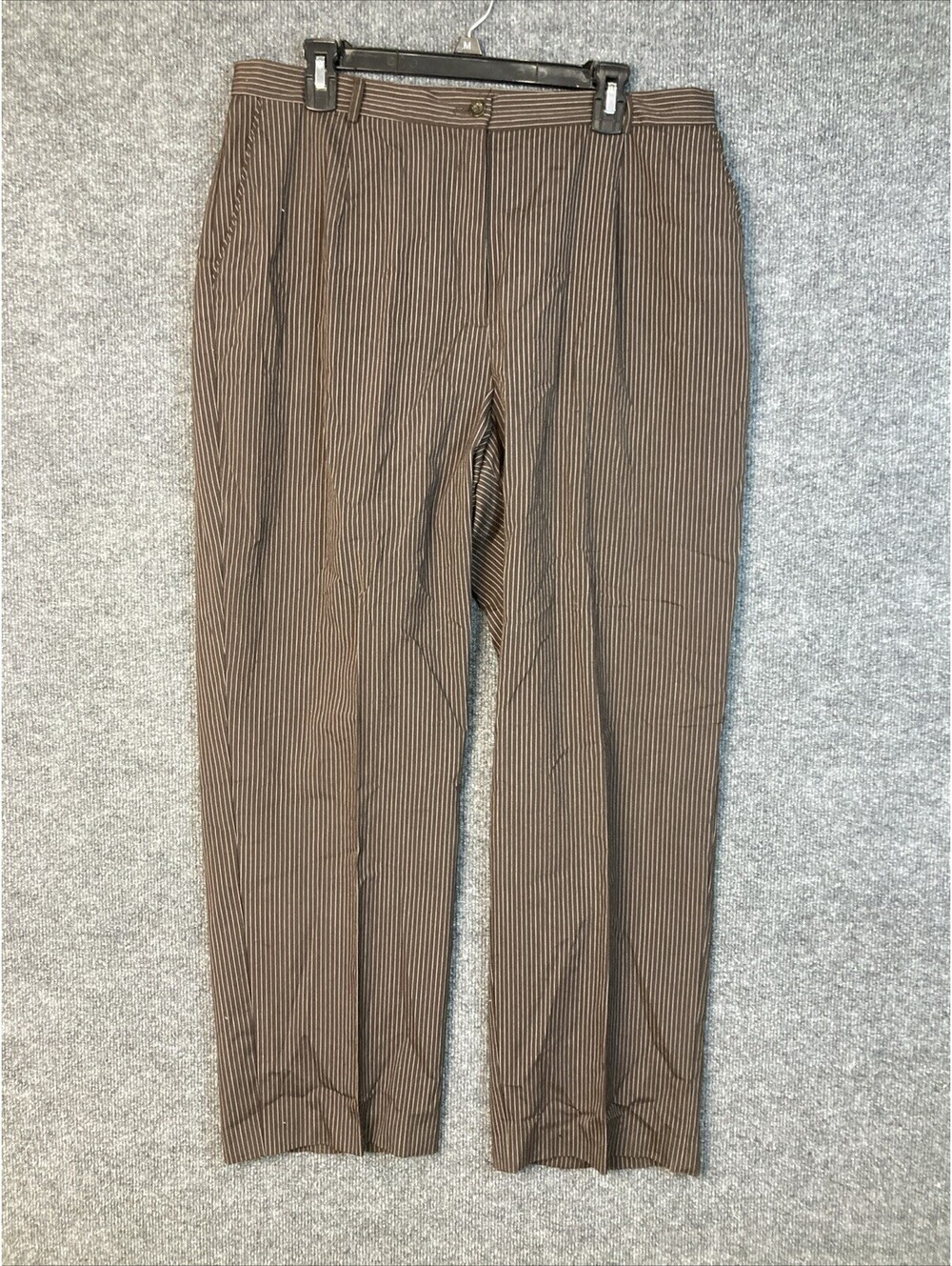 Evan-Picone Womens Size 16W Brown Striped Stretch Dress Pants EUC